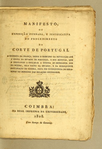Manifesto, ou exposição fundada, e justificativa do procedimento da Corte de Portugal