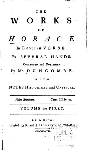 The works of Horace in English verse
