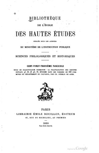 Essai de dialectologie normande