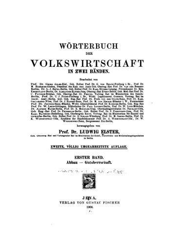 Wörterbuch der Volkswirtschaft in zwei Bänden