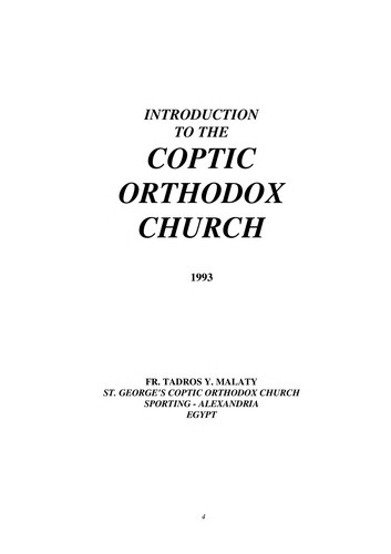 Introduction to the Coptic Orthodox Church