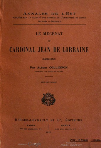 Le mécénat du cardinal Jean de Lorraine (1498-1550)
