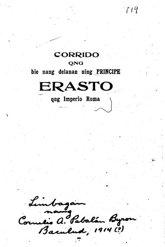 Corrido qñg bie nang delanan ning Principe Erasto qñg Imperio Roma