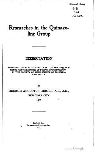 Researches in the quinazoline group ..