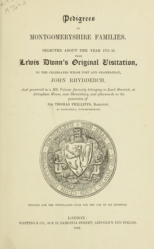 Pedigrees of Montogmeryshire families