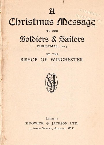 A Christmas message to our soldiers & sailors, Christmas, 1914
