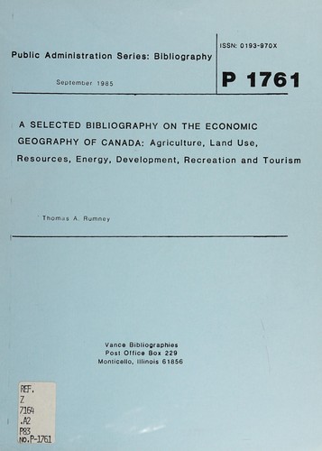 A selected bibliography on the economic geography of Canada