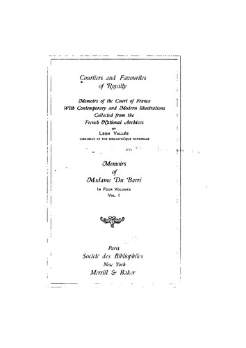 Memoirs of Madame Du Barri
