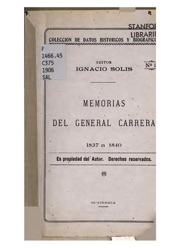 Memorias del General Carrera, 1837 a 1840