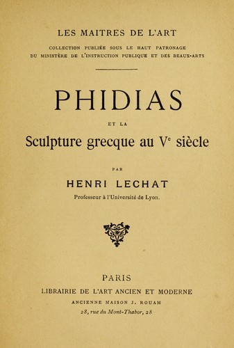 Phidias et la sculpture grecque au Ve sie  cle