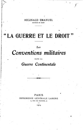 Les conventions militaires dans la guerre continentale