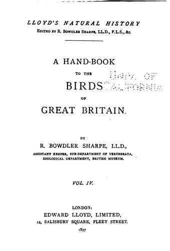 A Hand-book to the Birds of Great Britain
