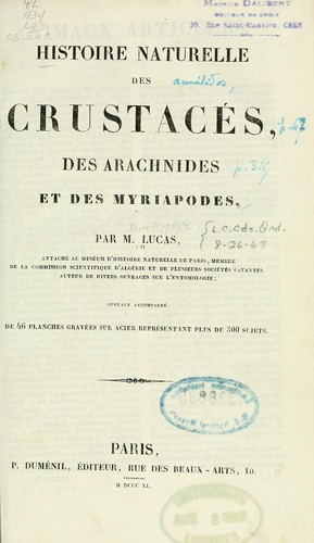 Histoire naturelle des crustacés