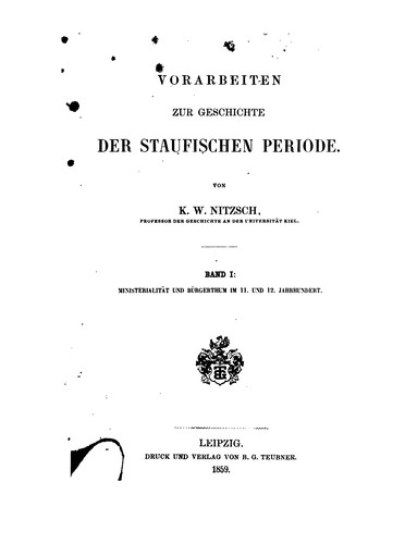 Vorarbeiten zur Geschichte der Staufischen Periode