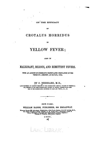 On the efficacy of Crotalus horridus in yellow fever