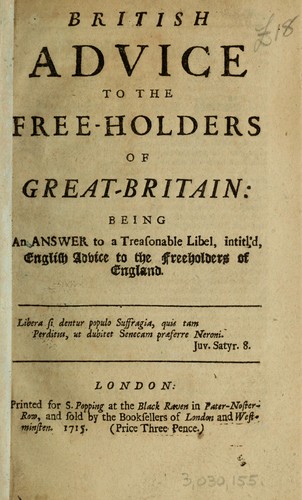 British advice to the freeholders of Great Britain