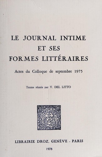 Le Journal intime et ses formes littéraires