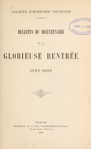 Bulletin du bicentenaire de la Glorieuse Rentre e 1689-1889