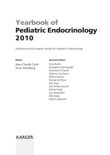 Yearbook of Pediatric Endocrinology 2010