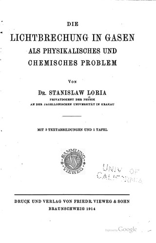 Die lichtbrechung in gasen als physikalisches und chemisches problem