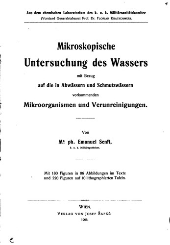 Mikroskopische Untersuchung des Wassers: Mit Bezug auf die in Abwässern und ..