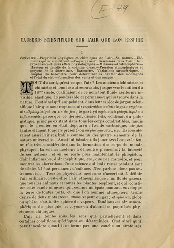 Histoire physiologique et chimique de l'air que l'on respire