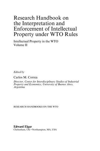 Research handbook on the interpretation and enforcement of intellectual property under WTO rules