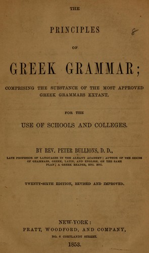 The principles of Greek grammar