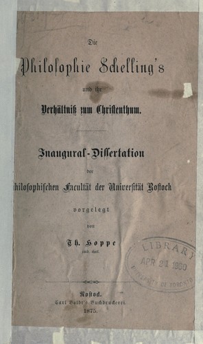 Die Philosophie Schelling's und ihr Verhältniss zum Christenthum