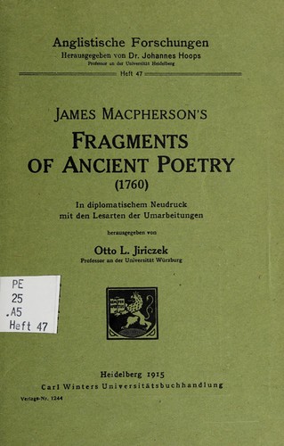 James Macpherson's Fragments of ancient poetry (1760)