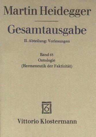 Gesamtausgabe, Ln, Bd.63, Ontologie