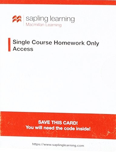 Sapling Homework-Only for Introductory Chemistry