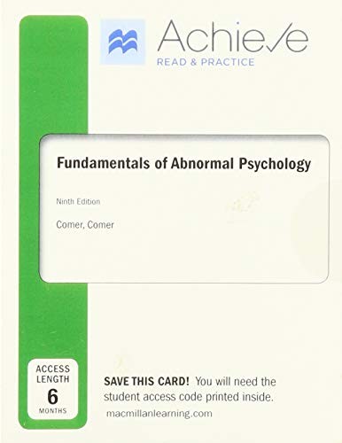 Achieve Read & Practice for Fundamentals of Abnormal Psychology