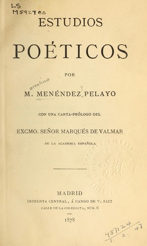 Estudios poéticos, con una carta-