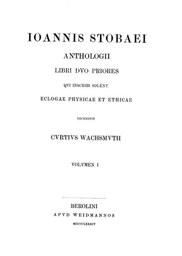 Ioannis Stobaei Anthologium