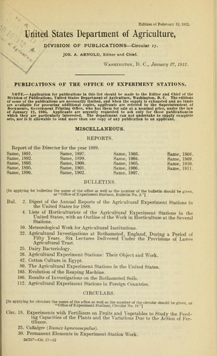 Publications of the Office of Experiment Stations