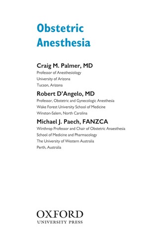 Obstetric anesthesia