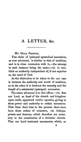 Two letters on apostolical episcopal succession, and tradition