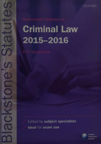 Blackstone's statutes on criminal law 2015-2016