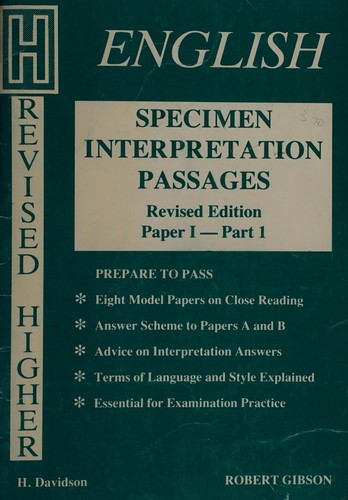 Specimen Interpretation Passages for Revised Higher English (Prepare to Pass)