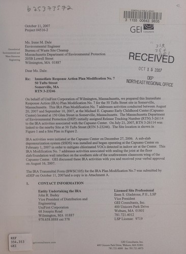 Immediate response action plan, modification no. 7