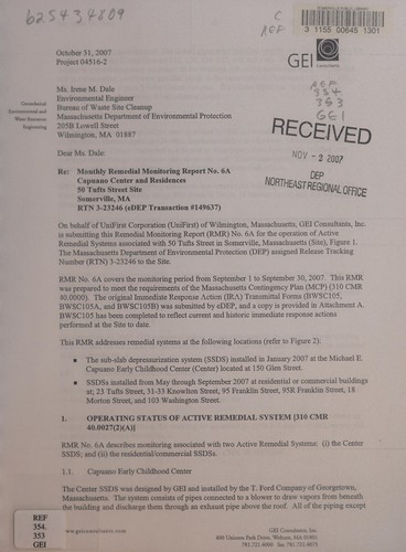 Monthly remedial monitoring report no. 6A