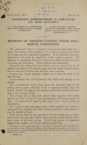 Methods of growing cotton under boll-weevil conditions