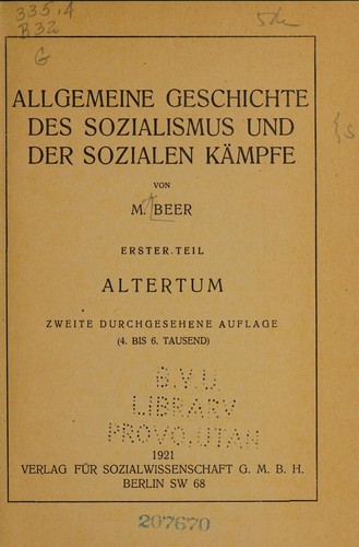 Allgemeine Geschichte des Sozialismus und der sozialen Kämpfe