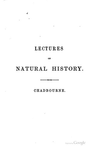 Lectures on natural history