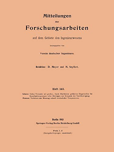 Mitteilungen über Forschungsarbeiten auf dem Gebiete des Ingenieurwesens