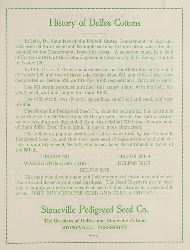 [Stoneville Pedigreed Seed Co., Inc. cotton seed trade circulars and 1938 price list]