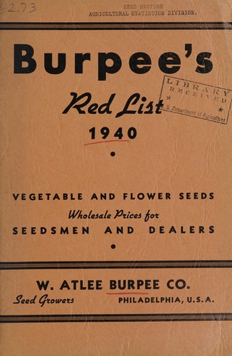Burpee's red list, 1940