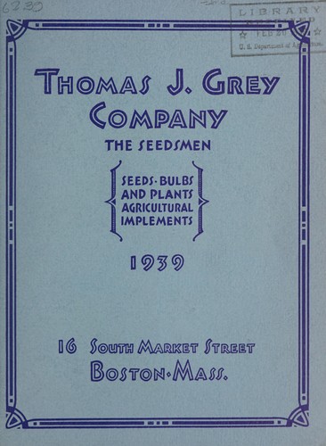 Seeds, bulbs and, plants, agricultural implements, 1939