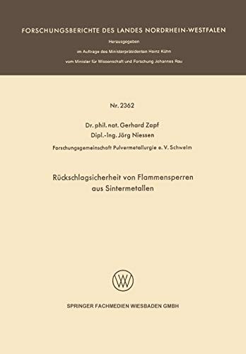 Rückschlagsicherheit von Flammensperren aus Sintermetallen
